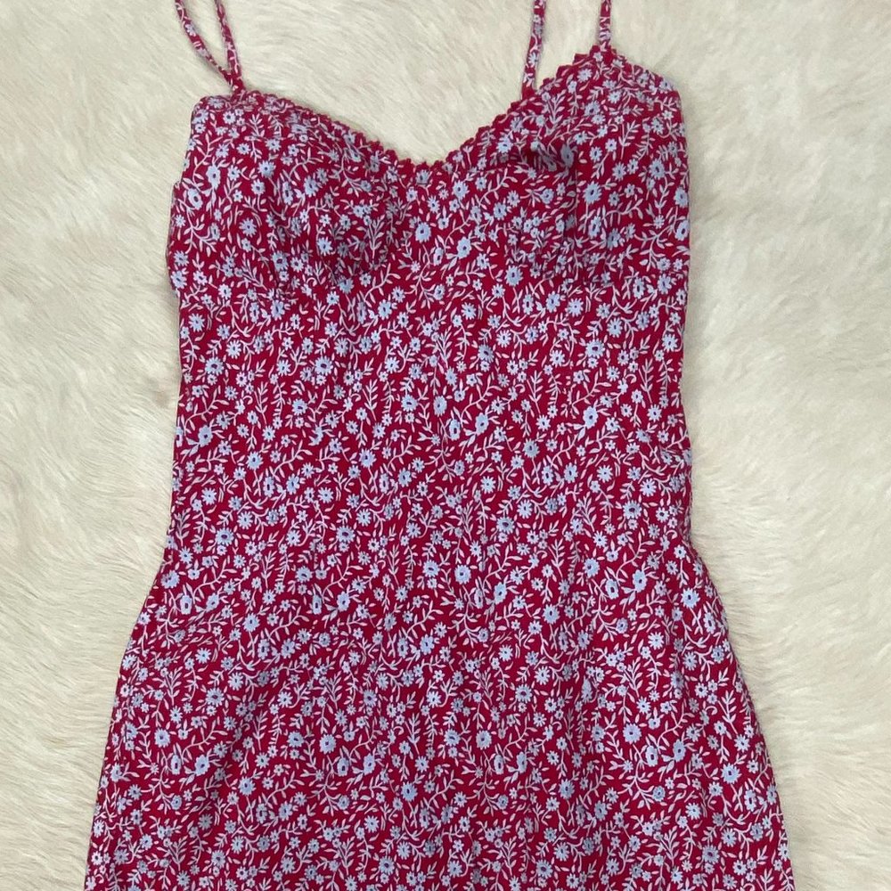 Red and Blue Flower Dress